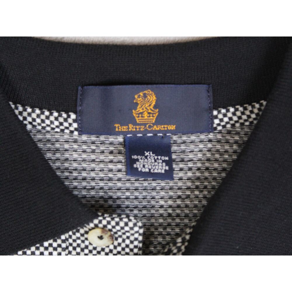 Ritz Carlton Polo Shirt Mens XL Black White Golf Resort Vacation Preppy Cotton - Picture 5 of 7